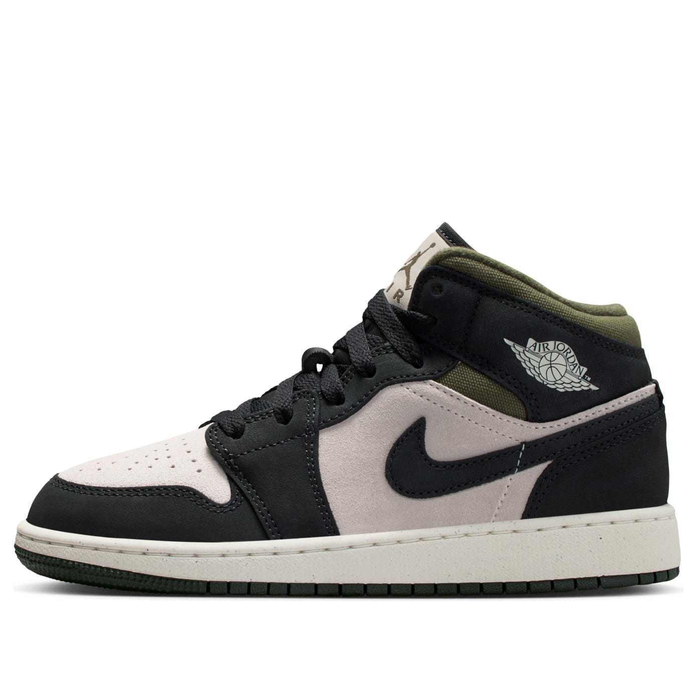 (GS) Air Jordan 1 Mid 'Off Noir Medium Olive' HV4399-102
