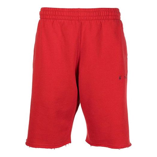 Off-White SS21 Logo Printing Straight Sports Shorts Version Red OMCI006S21FLE0032510
