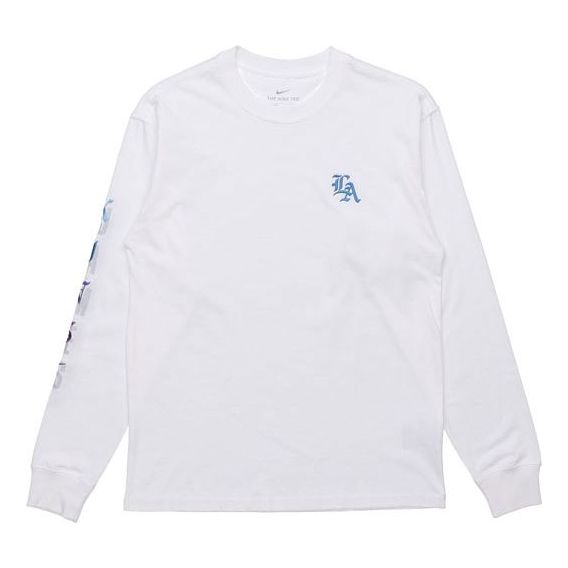 Nike Lebron Embroidered Pattern Round Neck Long Sleeves Basketball White DB6187-100