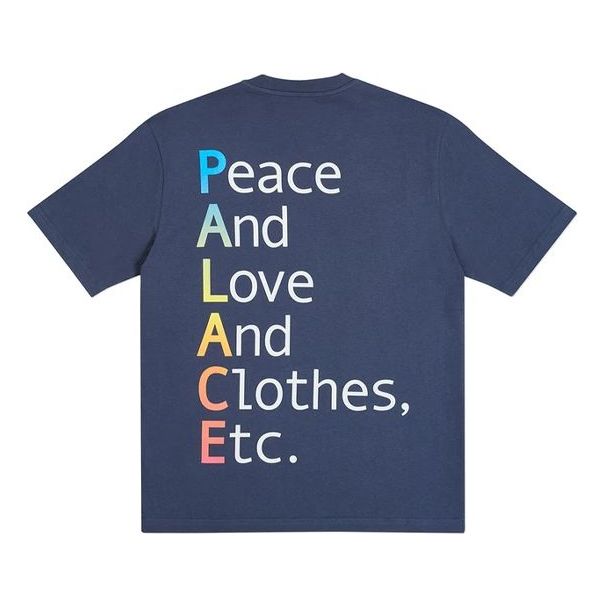 PALACE This Is What Pa;ace Stand Alphabet Printing Short Sleeve Navy Blue T-Shirt P19TS137