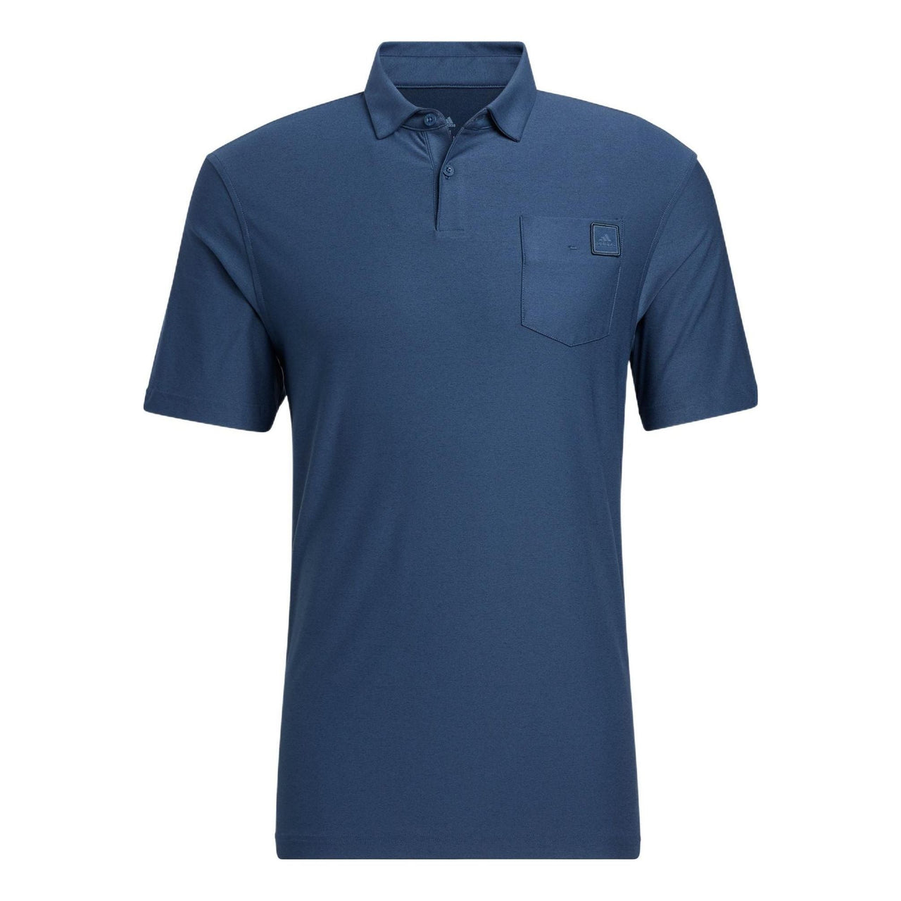 Men's adidas Solid Color Pocket Logo Golf Sports Short Sleeve Polo Shirt Navy Blue HA6156