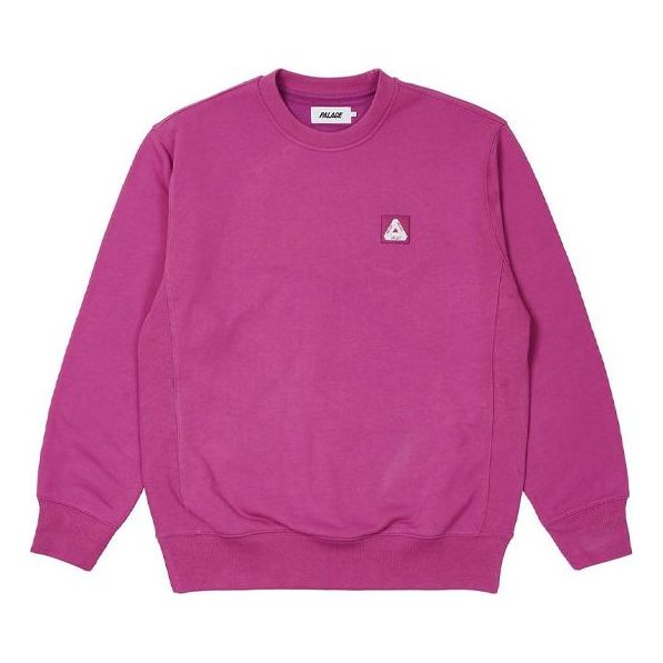PALACE Unisex Square Patch Crew Round-neck Logo Sweatshirt Red P20CW008