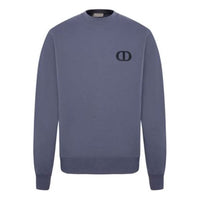 Men's DIOR FW21 Alphabet Printing Pattern Round Neck Long Sleeves Purple Blue 113J699A0531-485