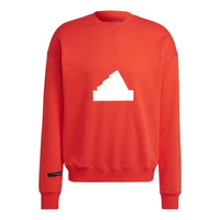 Men's adidas Contrasting Colors Pattern Printing Round Neck Pullover Red HN1944