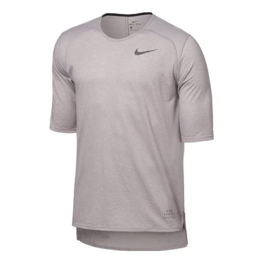 Men's Nike Breathe Tailwind Chest Solid Color Logo Quick Dry Round Neck Short Sleeve Gray T-Shirt 892844-027