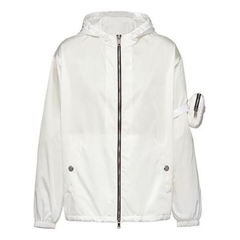 Men's PRADA Solid Color Nylon Hooded Jacket White SGB740-1WQ8-F0009-S-202