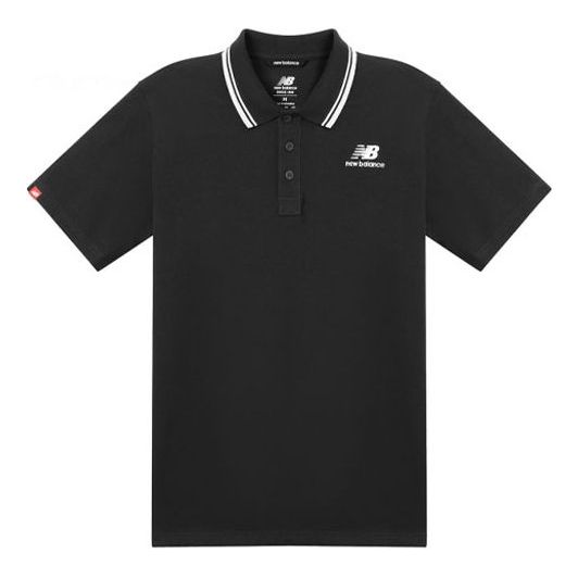 New Balance Classic Short Sleeve Polo Shirts Asia Sizing 'Black White' AMT01983-BK