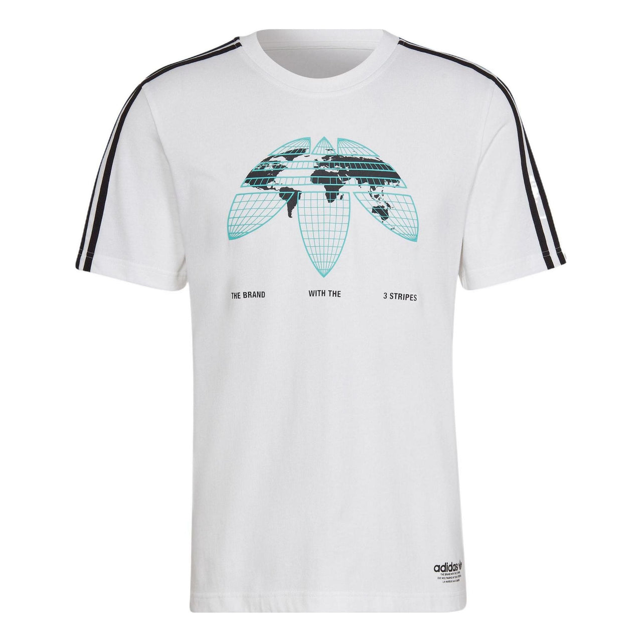 Men's adidas originals United Tee Upside Down Large Logo Stripe Round Neck Casual Sports Short Sleeve White T-Shirt HF4907