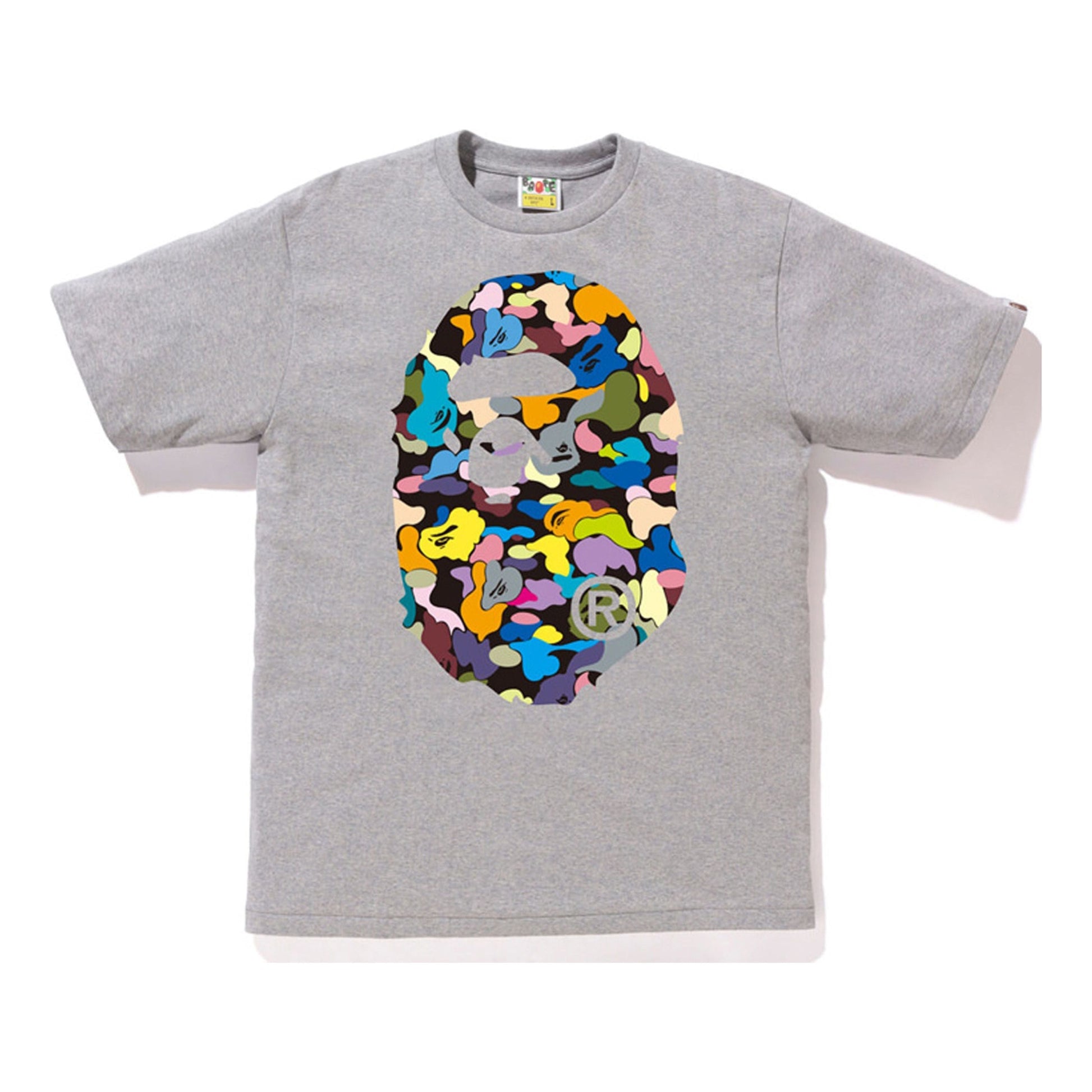 BAPE Multi Camo Big Ape Head Tee Gray BAPE-SS18-096