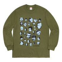 Supreme FW19 Week 1 Faces L/S Tee Human Face Printing Long Sleeves Unisex Olive Green SUP-FW19-203
