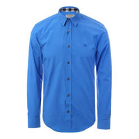 Men's Burberry Cotton Logo Long Sleeves Shirt Blue 80045341