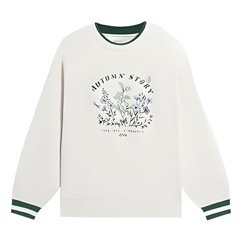 (WMNS) Li-Ning Floral Embroidered Logo Sweatshirt 'Beige' AWDS918-1