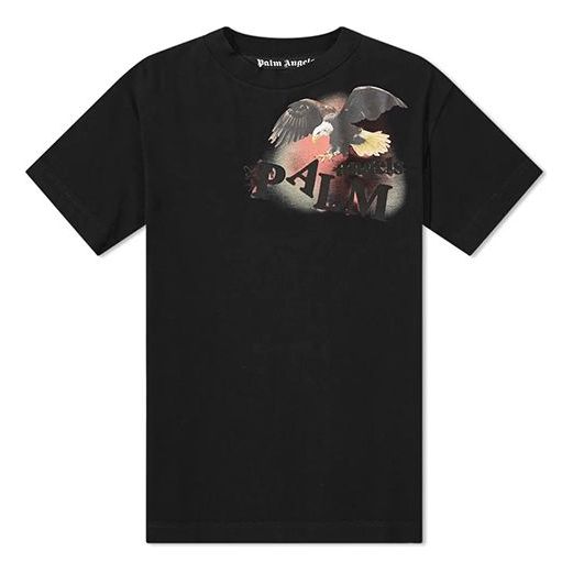 PALM ANGELS Brown Angel Eagle Short Sleeve Black PMAA001E20JER0021084