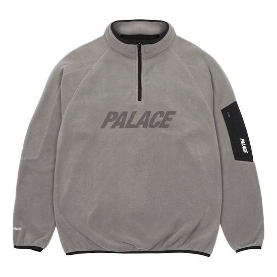 PALACE 1/4 Zip Half Zipper Alphabet Logo Round Neck Jacket Unisex Gray P20PTF005
