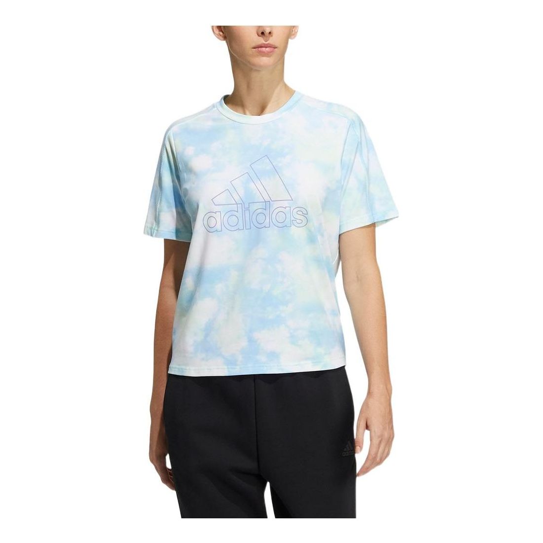 (WMNS) adidas Met AOP T-Shirt Asia Sizing 'White Blue' HF2488