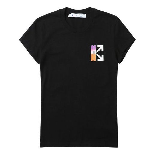 (WMNS) Off-White Gradient Carryover Fitted T-Shirt 'Black Multicolor' OWAA040R21JER0011084