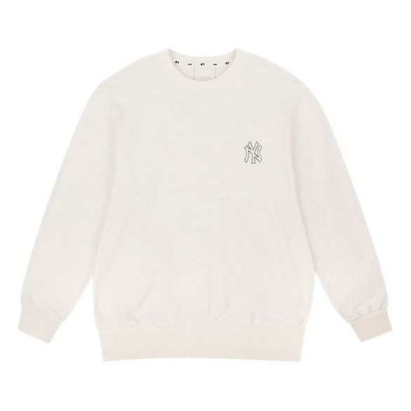 MLB New York Yankees Long Sleeves Classic Logo Embroidered Athleisure Casual Sports Round Neck Unisex White 31MTZ1941-50I