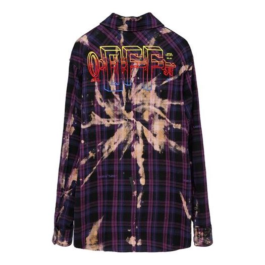 Off-White SS20 Purple Chckered Shirt Mens Logo Plaid Shirts OMGA098S20G710492988