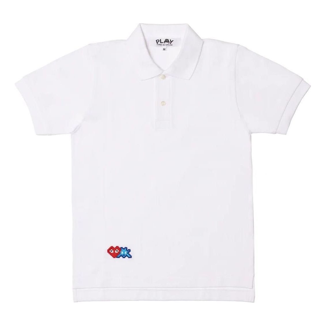 COMME des GARCONS PLAY SS25 x Invader Pixel Heart Polo Shirt 'White' AZ-T336-051-3