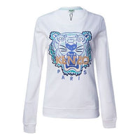 (WMNS) KENZO Tiger Head Round Neck Long Sleeves Hoodie White FA52SW7194U9-01