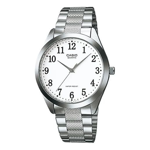 CASIO Waterproof Stainless Steel Strap White Dial Mens White Analog MTP-1274D-7B