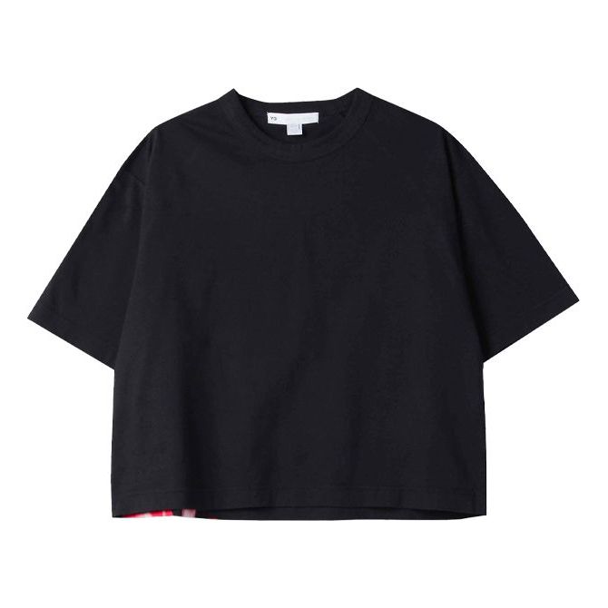 (WMNS) Y-3 SS21 Rear Printing Pattern Logo Cotton Round Neck Short Sleeve Black GT5309