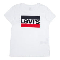 Levis Logo Printing Round Neck Pullover Retro Sports Short Sleeve White T-Shirt 17369-0297