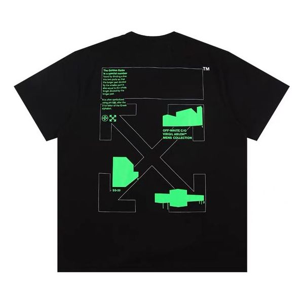 Off-White Arch Shapes Fluorescence Arrows Sketch Short Sleeve Mens Logo OMAA027R201850061045