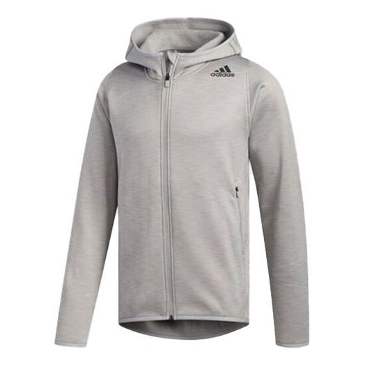adidas M Clima Hoodie Sports Training Fleece Lined Hooded Jacket Gray FP6678