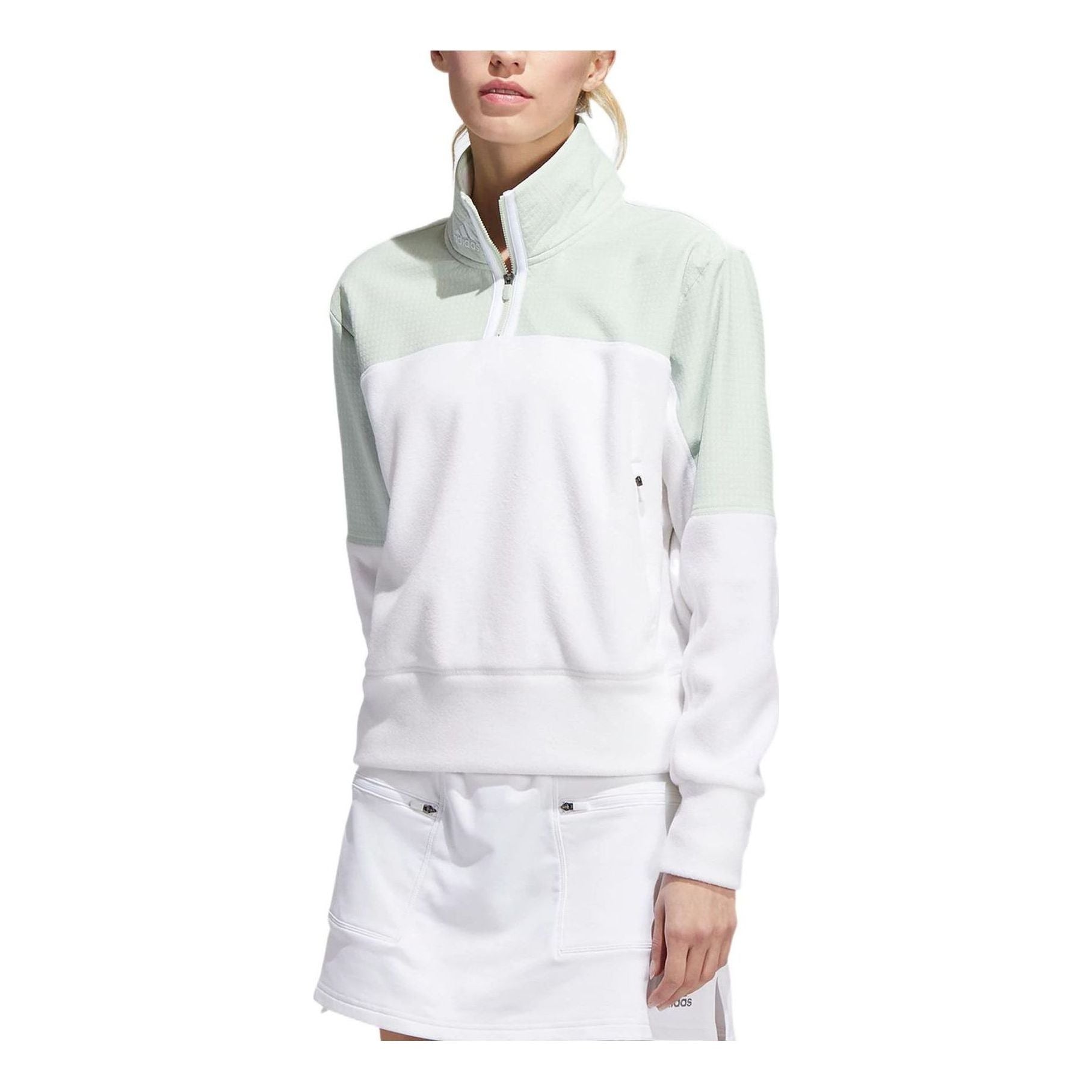 (WMNS) adidas 1/4-Zip Fleece Jacket Asia Sizing 'White' HS6664
