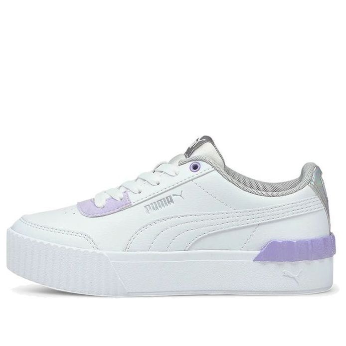 (GS) PUMA Carina Lift Shine Casual Board Shoes White/Purple 380552-01