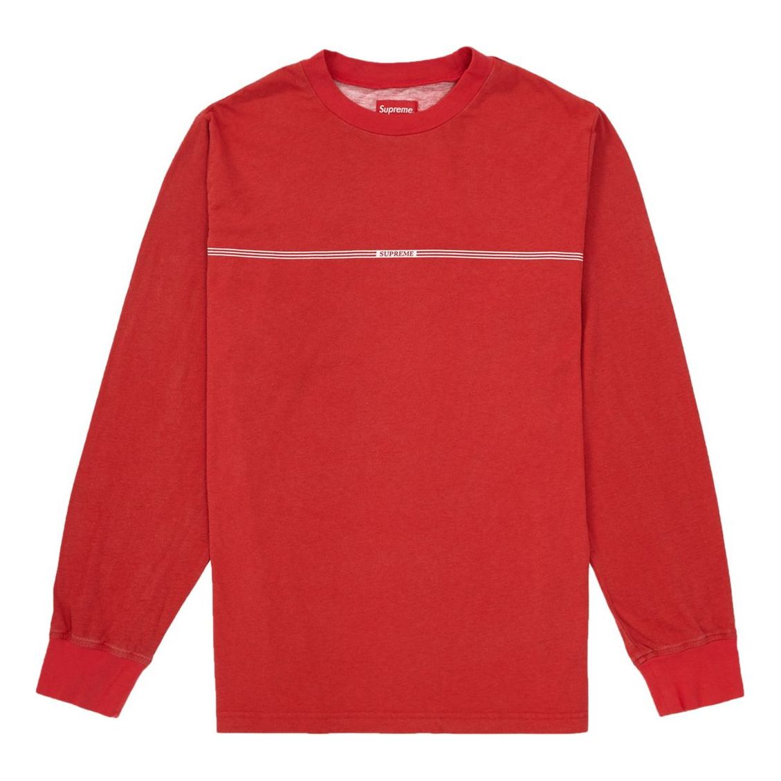 Supreme FW18 Printed Stripe L/S Top Red Round Neck Long Sleeves Unisex SUP-FW18-874