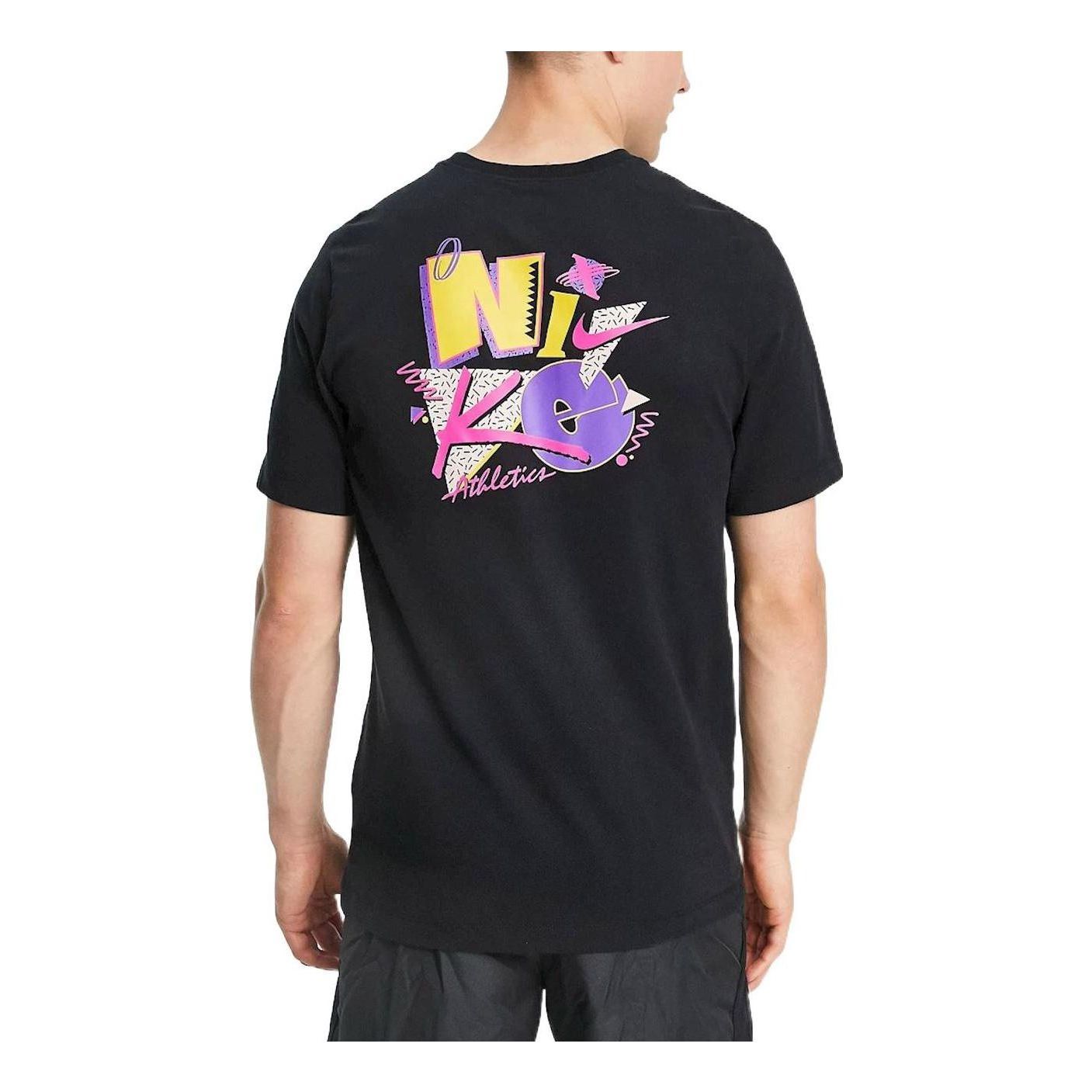 Nike Training Back Logo Pattern Printing Cotton Short Sleeve Unisex Black DM6259-010