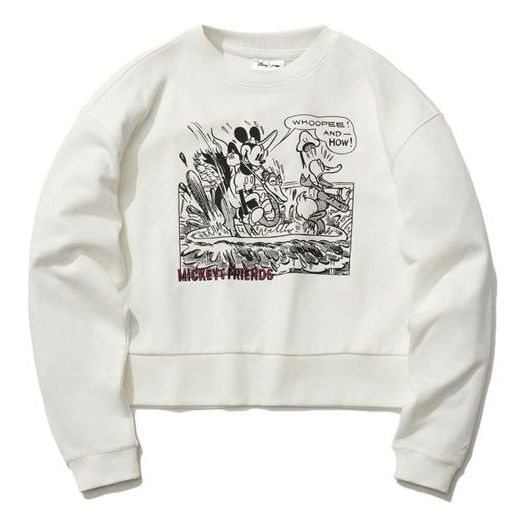 Li-Ning x Disney Crossover Printing Short Loose Pullover Hoodie White AWDR292-1