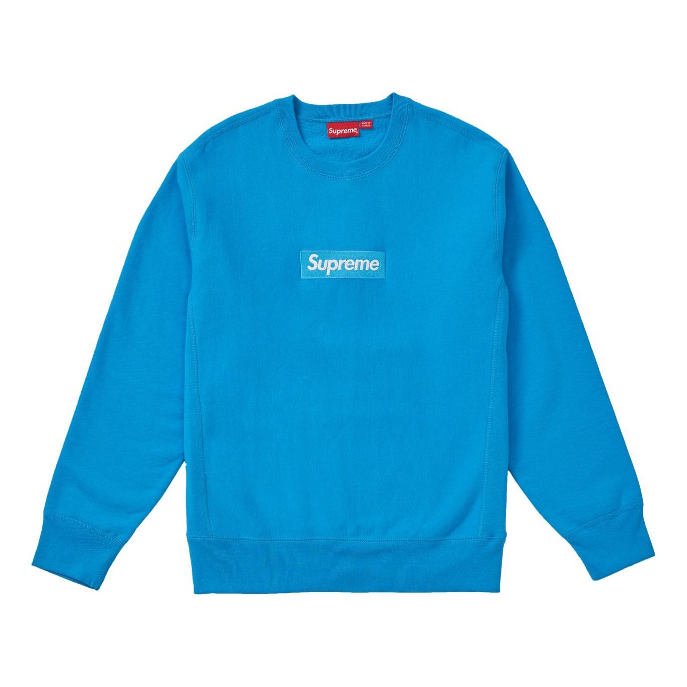 Supreme Box Logo Crewneck Bright Royal Classic Round Neck Pullover Fleece Lined Unisex Blue SUP-FW18-1074