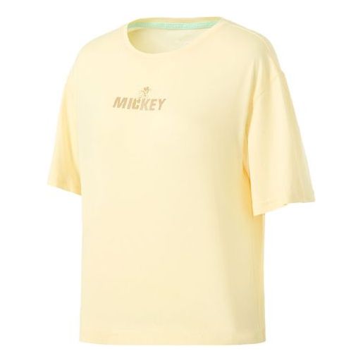 Li-Ning x Disney Crossover Training Series Alphabet Printing Webbing Loose Sports Short Sleeve Yellow ATSR204-2