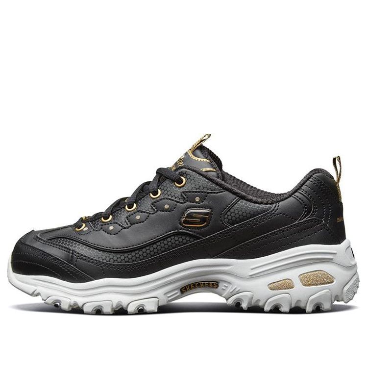 (WMNS) Skechers D'Lites Low-Top Daddy Shoes Black/Gold 11919-BKGD