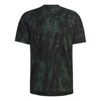 Men's adidas Tie Dye Straight Round Neck Pullover Short Sleeve Dark Green T-Shirt HL8761