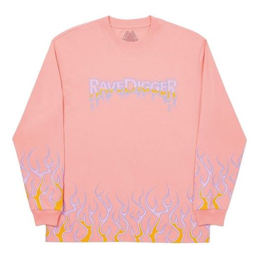 PALACE Ravedigger Pattern Logo Printing Round Neck Long Sleeves Unisex Pink P19LS005