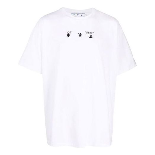 Off-White FW21 Arrow Pattern Printing Short Sleeve Loose Fit White OMAA038F21JER0090184