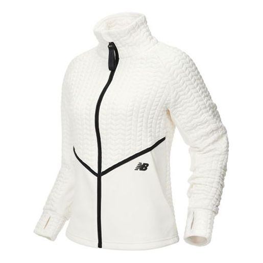 (WMNS) New Balance Zipper Splicing Slim Fit Stand Collar Jacket White WJ13118-SST