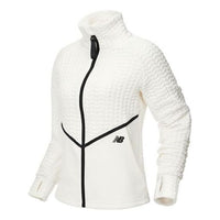 (WMNS) New Balance Zipper Splicing Slim Fit Stand Collar Jacket White WJ13118-SST