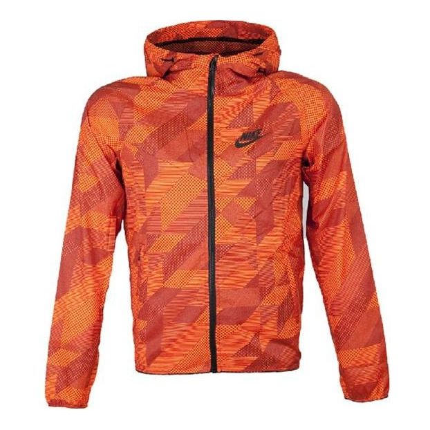 Men's Nike Printing Logo Cozy Zipper Hooded Jacket Orange 687564-803