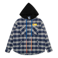 Off-White flannel Plaid Hooded Jacket Blue OMEA201F19F330033000
