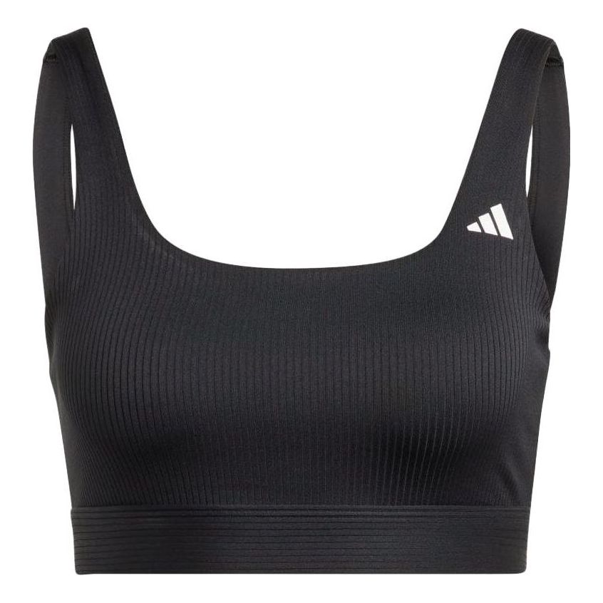 (WMNS) adidas Training Light-Support Ribbed Bra 'Black' HZ9024