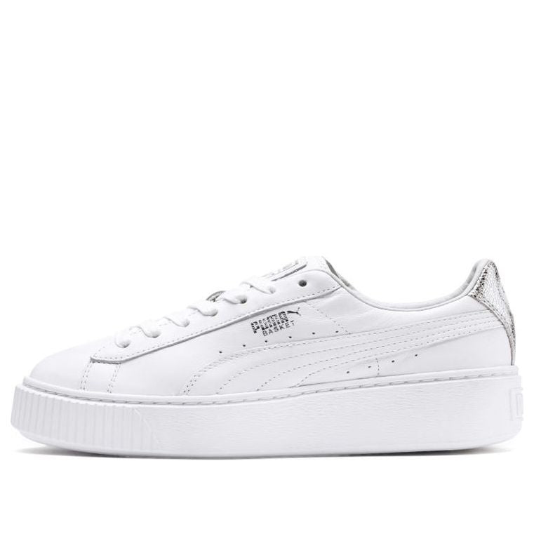 (WMNS) PUMA Basket Platform Sneakers White/Silver 369840-02