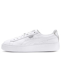 (WMNS) PUMA Basket Platform Sneakers White/Silver 369840-02