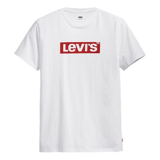 Men's Levis Logo Alphabet Printing Round Neck Loose Short Sleeve White 22491-0424