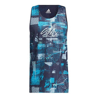 Men's adidas Reversible Logo Printing Straight Casual Sports Navy Blue Vest HE6376