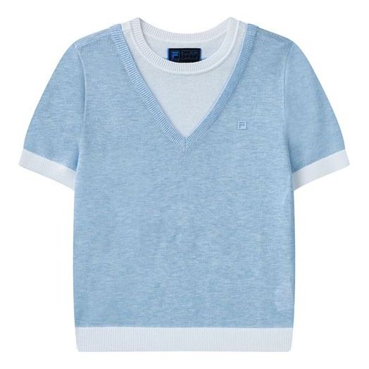 (WMNS) FILA Fake Two Short Sleeve Sweater Grey F11W122111F-LB